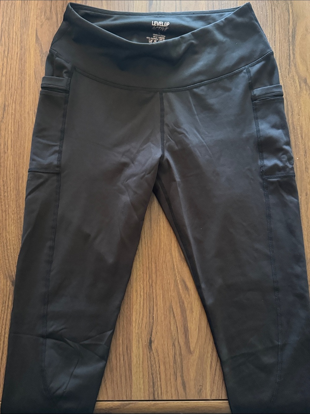 Level Up Women’s Black High-Waist Workout Leggings with Side Pockets
